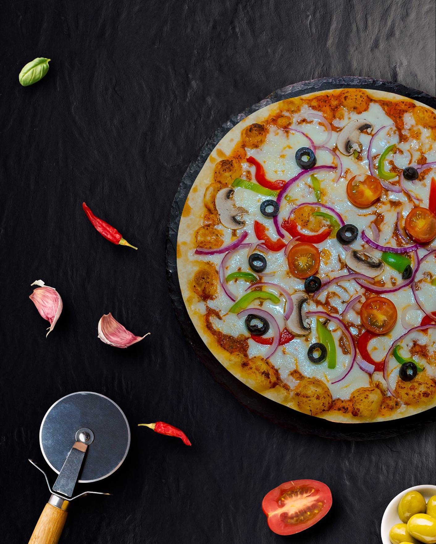 Pizza recién horneada