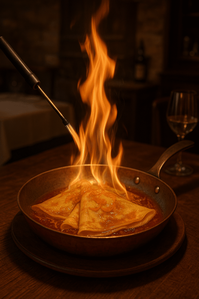 Crêpes Suzette flambeadas
