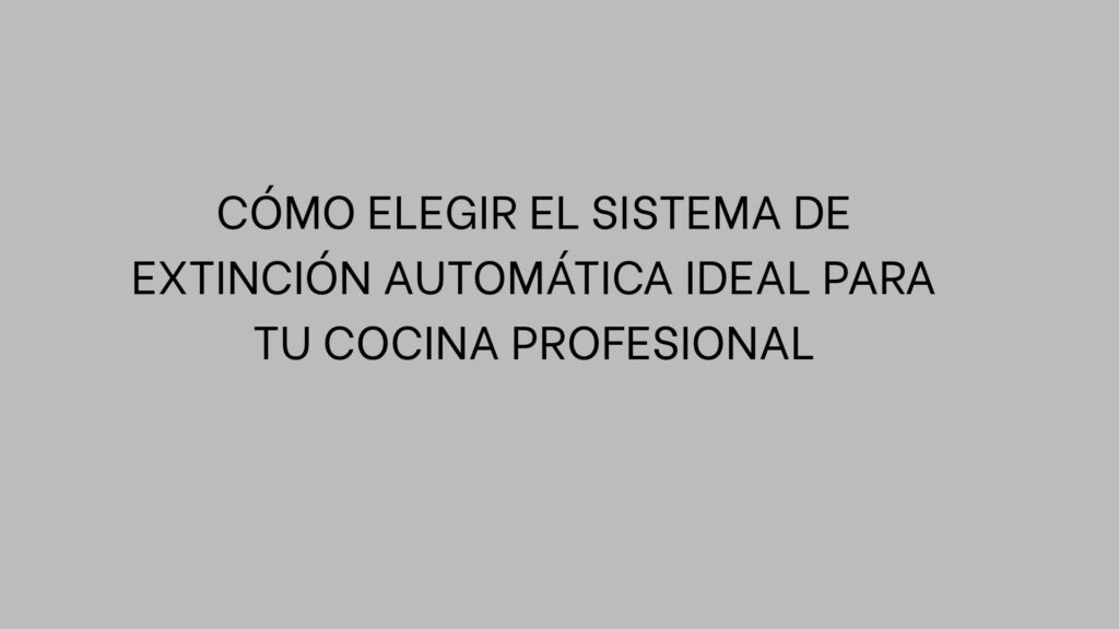 Cómo elegir el sistema de extinción automática ideal para tu cocina profesional