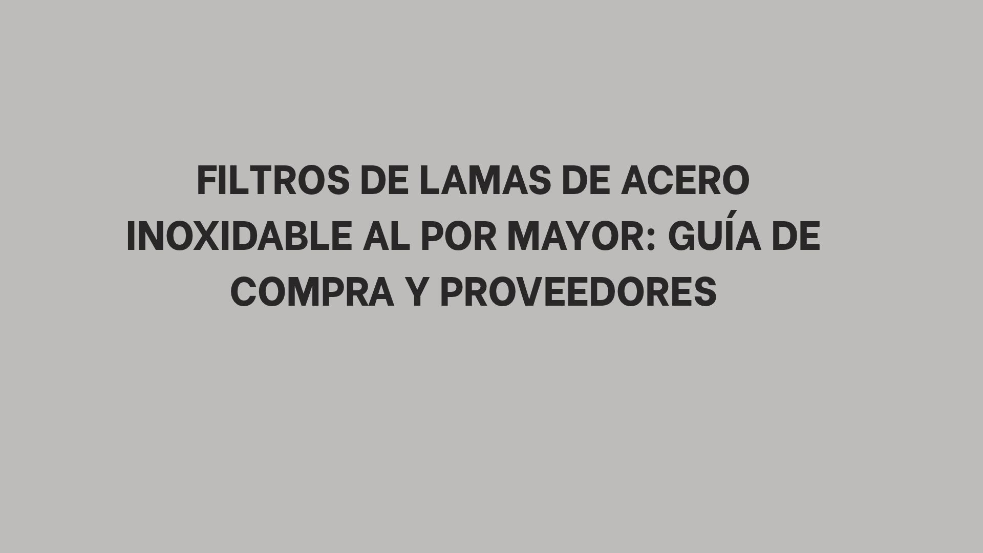 Filtros de lamas de acero inoxidable al por mayor: Guía de compra y proveedores