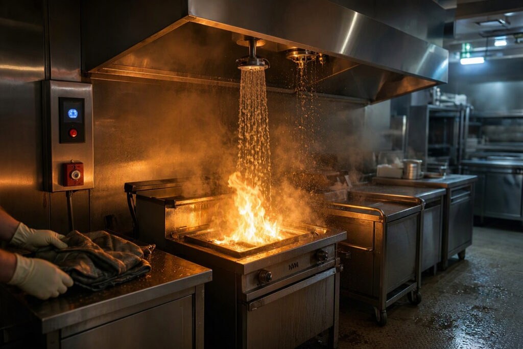 Se va la luz en plena cocina. Arde la freidora. ¿Tu sistema de extinción sigue funcionando? La electricidad falla, pero el fuego no espera.